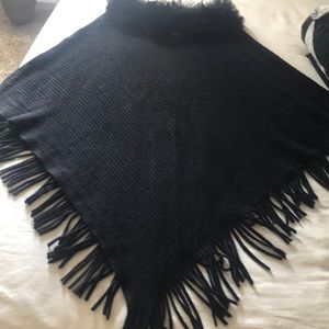 Black knit poncho
